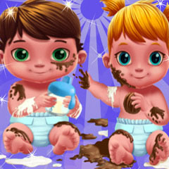 Baby Twins Caring Day