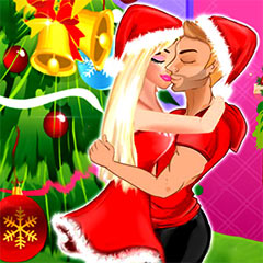 Christmas Couple Kissing