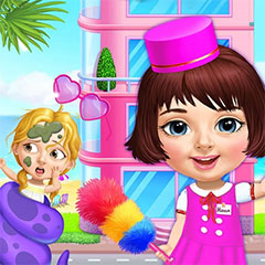 Sweet Baby Girl Cleanup Messy House