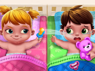 Baby Twins Caring Day
